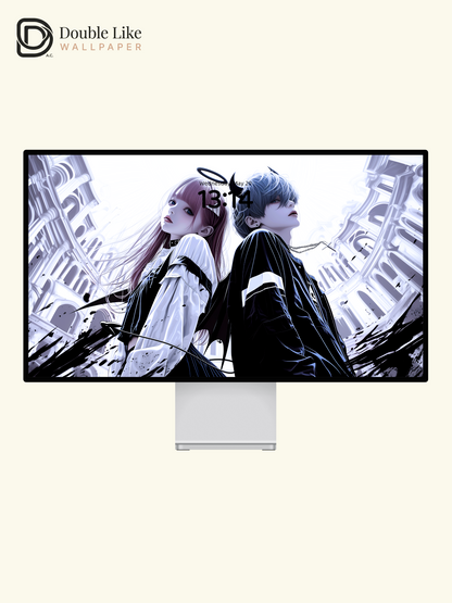 Gothic Anime Couple Angel Demon Wings Dark Techwear Aesthetic Wallpaper Pack [#HW1520]