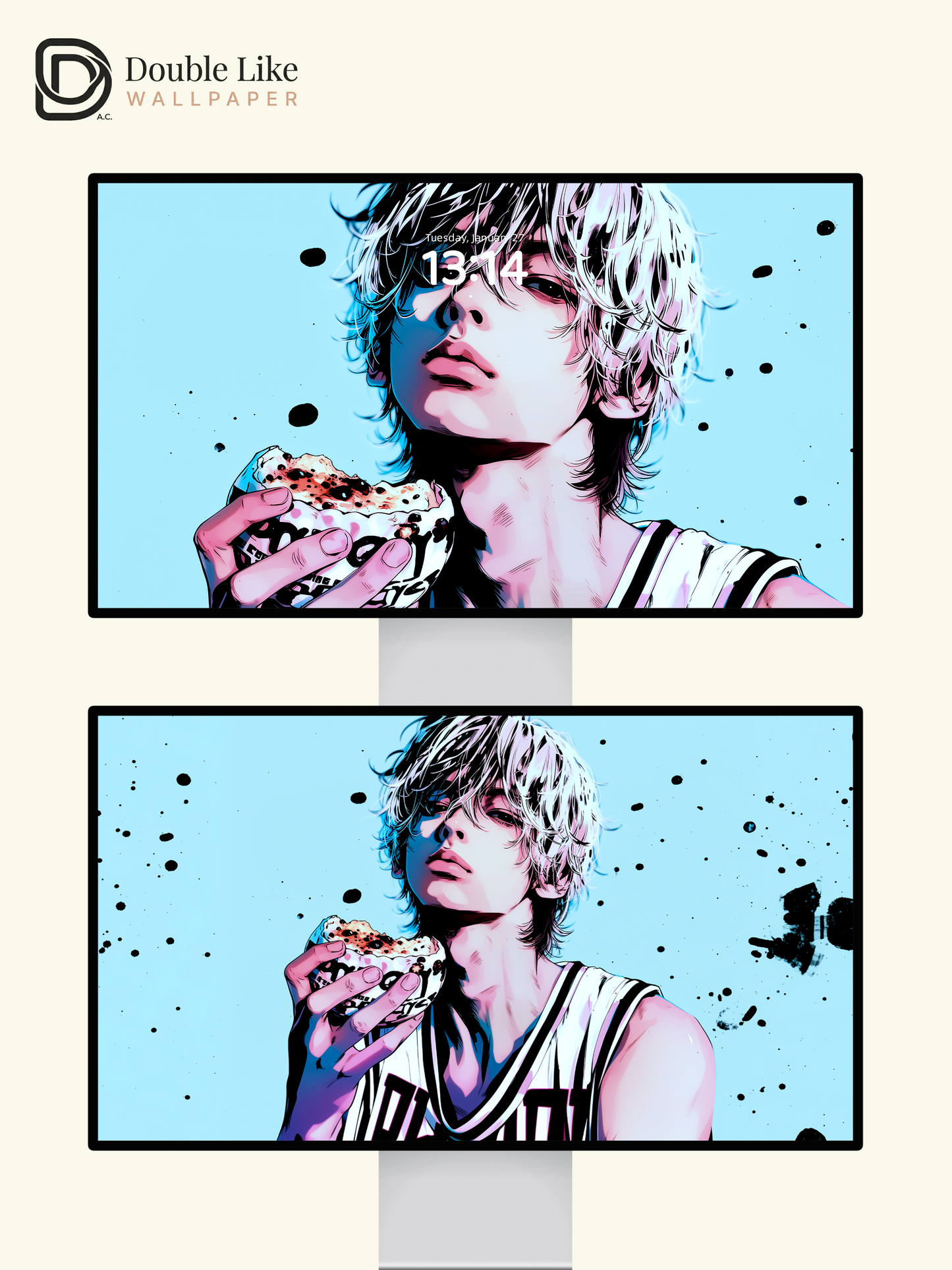 Anime White Hair Boy Cyan Streetwear Aesthetic Wallpaper Pack [#HW1486]