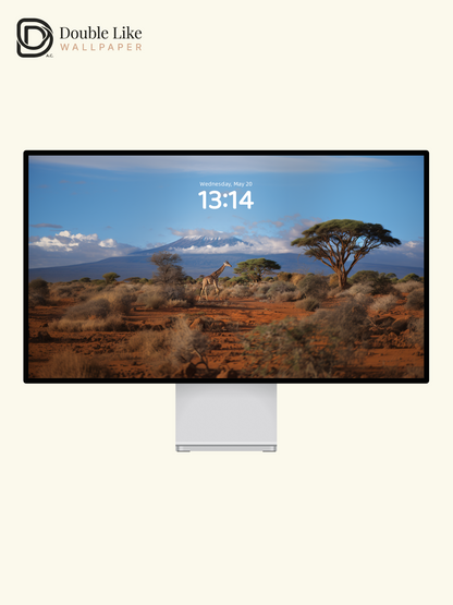 African Savanna Giraffe & Mount Kilimanjaro Nature Aesthetic Wallpaper Pack [#JJ1387]