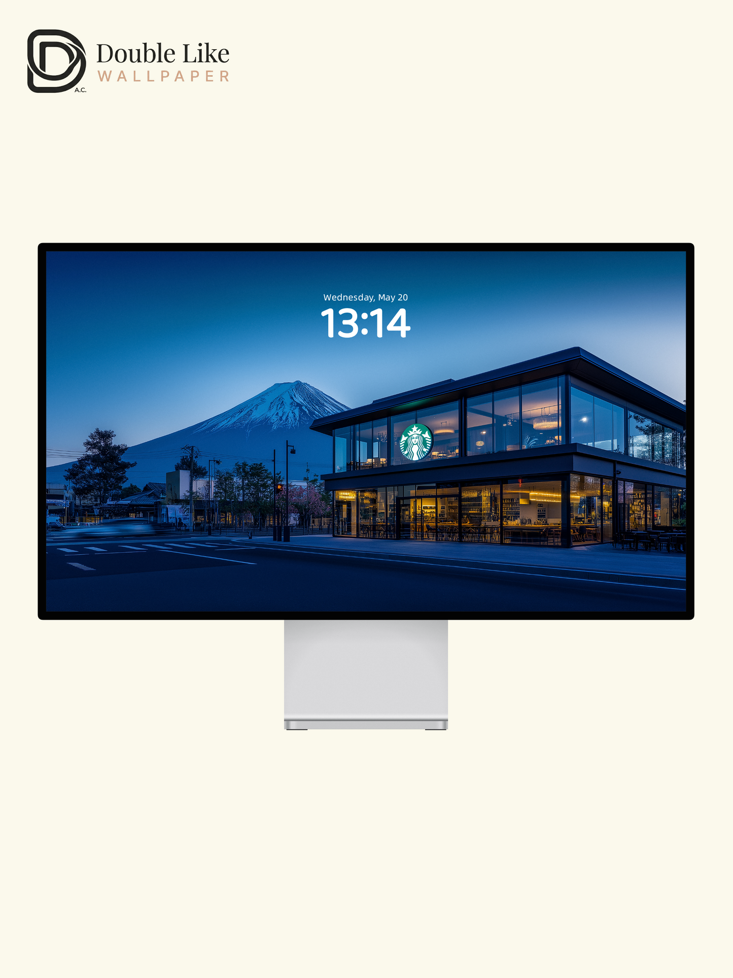 Mount Fuji Twilight Coffee Shop Modern Aesthetic Wallpaper Pack [#JJ20320]