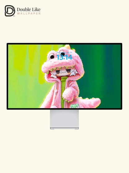 Cute Pink Dinosaur Onesie Anime Character Wallpaper Pack [#GG1408]