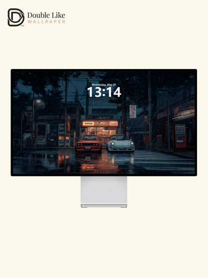 Rainy Japanese Street Vintage Cars Cinematic Aesthetic Wallpaper Pack [#WGF115]