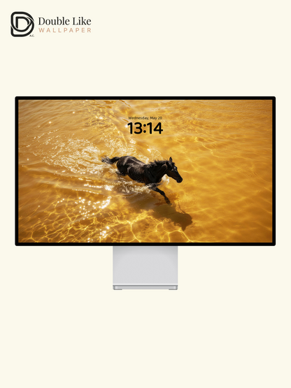 Black Horse Running In Golden Water Motivational Healing Wallpaper Pack [#LFHL30115]