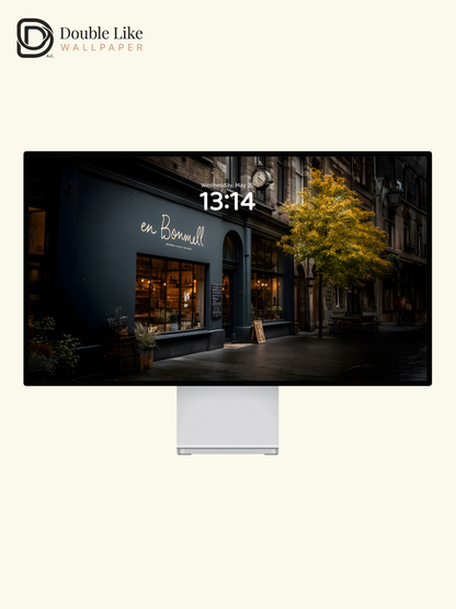 Cozy Cafe Street Photography Vintage City Wallpaper [#ZJYX0455]