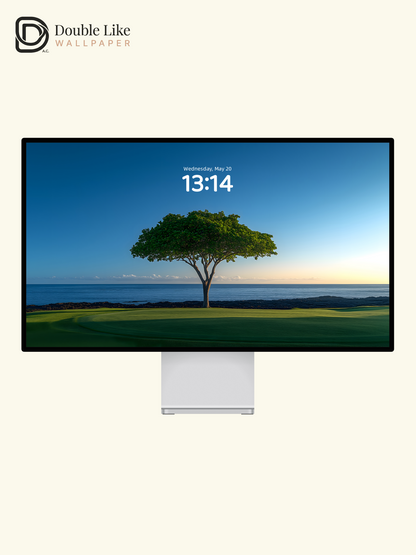 Minimalist Lonely Tree Blue Ocean Calm Nature Lock Screen Wallpaper Pack [#ZJYX0457]