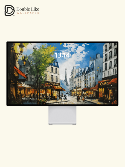 Romantic Paris Street Eiffel Tower Oil Painting Full Wallpaper Set [#ZMY007]