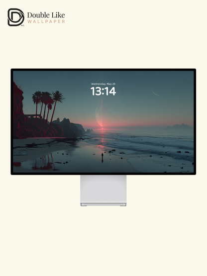 Surreal Half Moon Sunset Coastal Beach Aesthetic Wallpaper Pack [#JJ1009]
