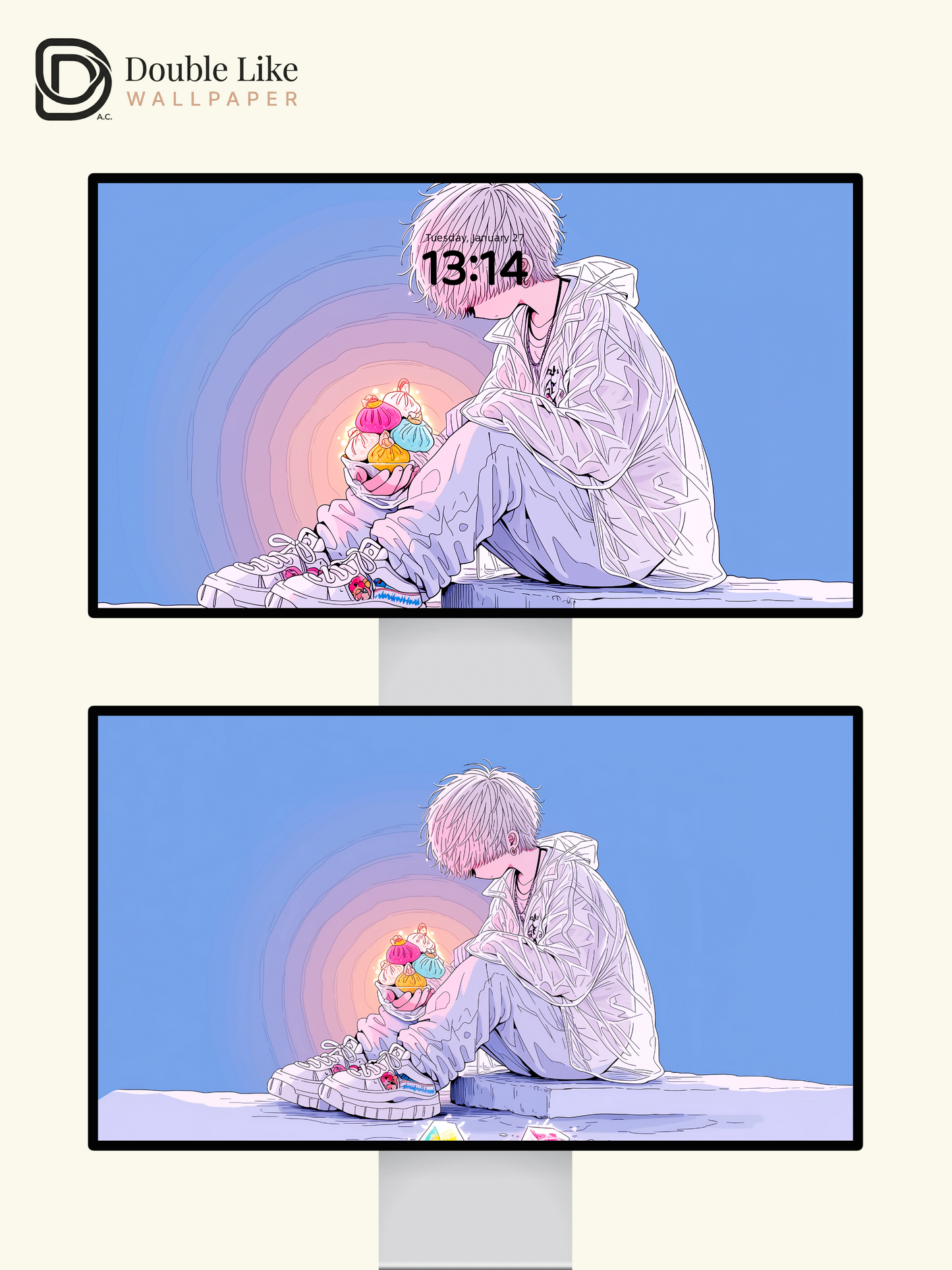 Anime Boy Glowing Pastel Dumplings Aesthetic Wallpaper Pack [#HW1466]