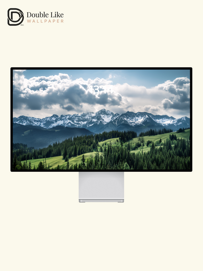 Majestic Mountain Peak & Evergreen Forest Landscape Wallpaper Pack [#JJ1338]