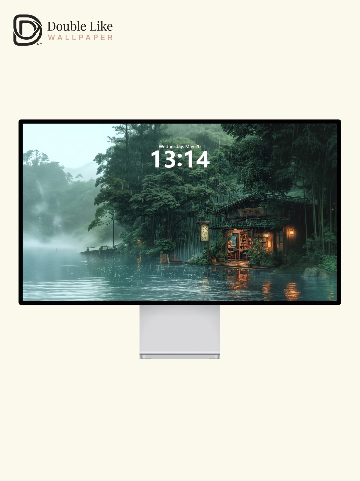 Rainy Forest Lake Wooden House Peaceful Anime Aesthetic Wallpaper Pack [#WGF028]