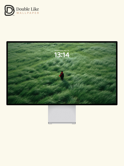 Windy Green Grassland & Red Scarf Solitary Figure Aesthetic Wallpaper Pack [#JJ230807]
