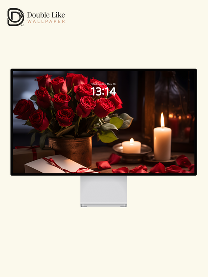 Romantic Red Roses Candlelight Valentine Lock Screen Wallpaper Pack [#ZJYX0114]