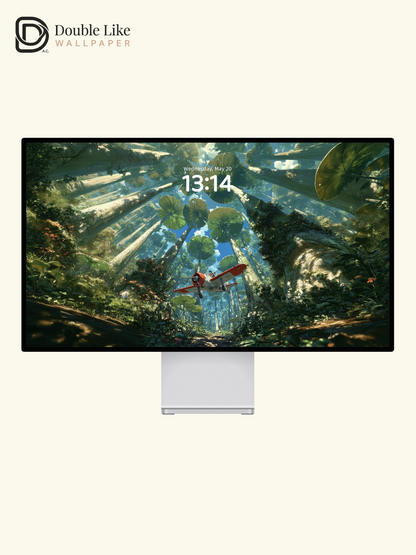 Giant Forest Canopy & Vintage Plane Flight Aesthetic Wallpaper Pack [#JJ1459]