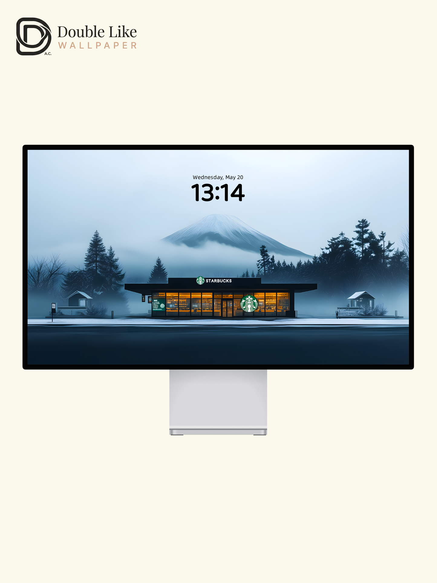 Combined Product Name: Foggy Mount Fuji Warm Light Starbucks Lonely Calming Atmospheric Winter Landscape Full-Device Wallpaper Pack [#ZMY097]