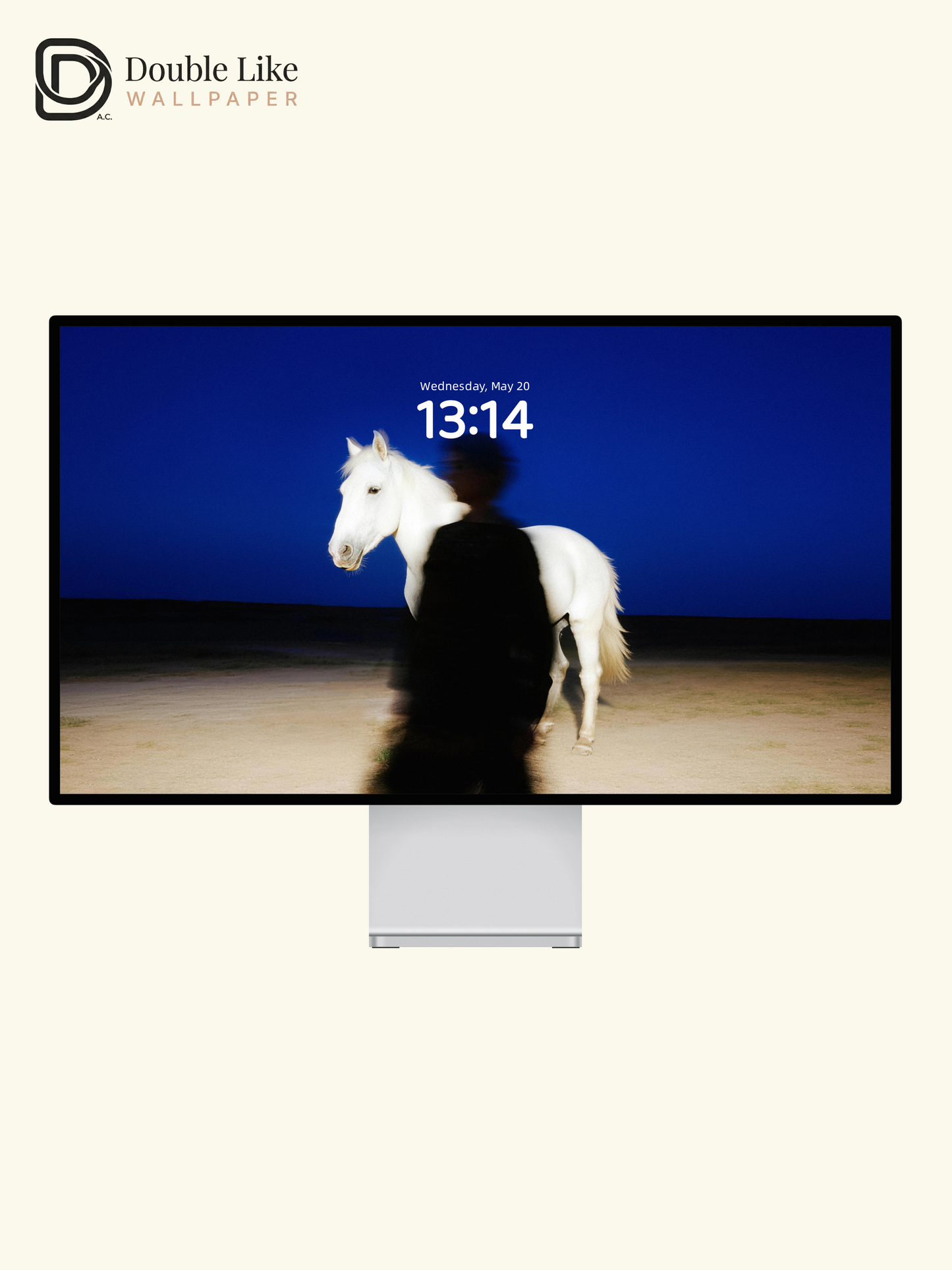 "Blue Hour Silhouette" White Horse Atmospheric Wallpaper Set [#LFHL30514]