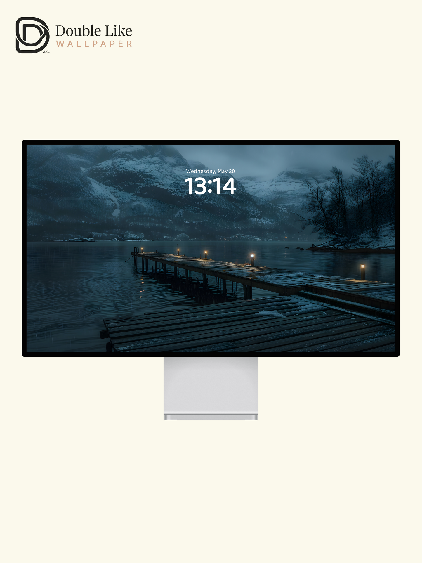 Snowy Mountain Lake Night Calm Nature Wallpaper [#ZJYX0175]