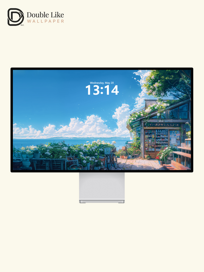 Aesthetic Summer Seaside Cafe Anime Aesthetic Wallpaper Pack [#WGF105]