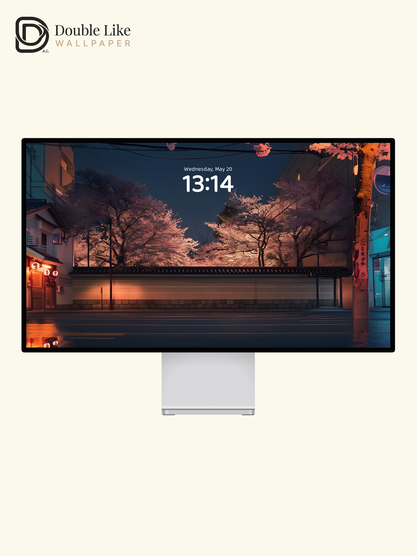 Night Cherry Blossoms Traditional Street Digital Art Wallpaper Pack [#ZJYX0675]