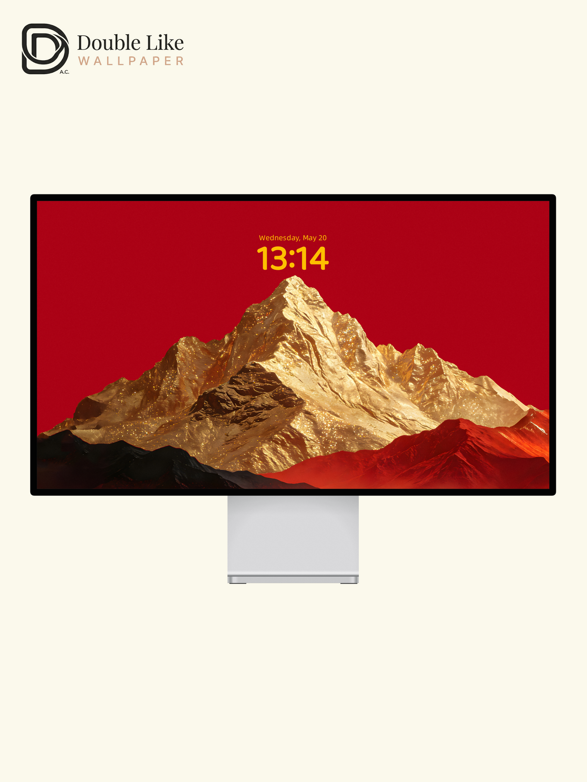 Golden Mountain Peak Sparkling Foil Texture Pure Red Aesthetic Wallpaper Pack [#ZMY349]