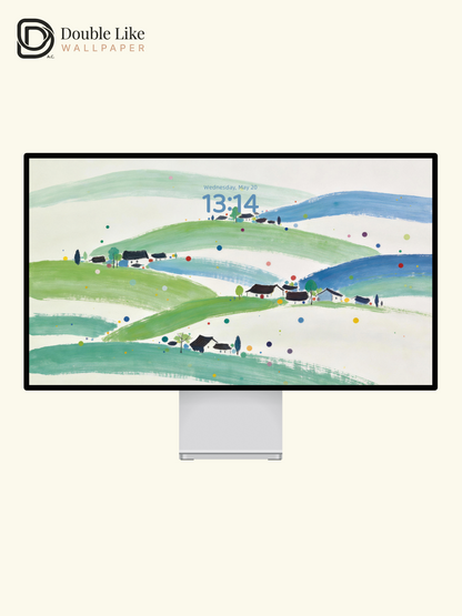 Green Hills Jiangnan Healing Minimalist Landscape Wallpaper Pack [#LFHL30422]
