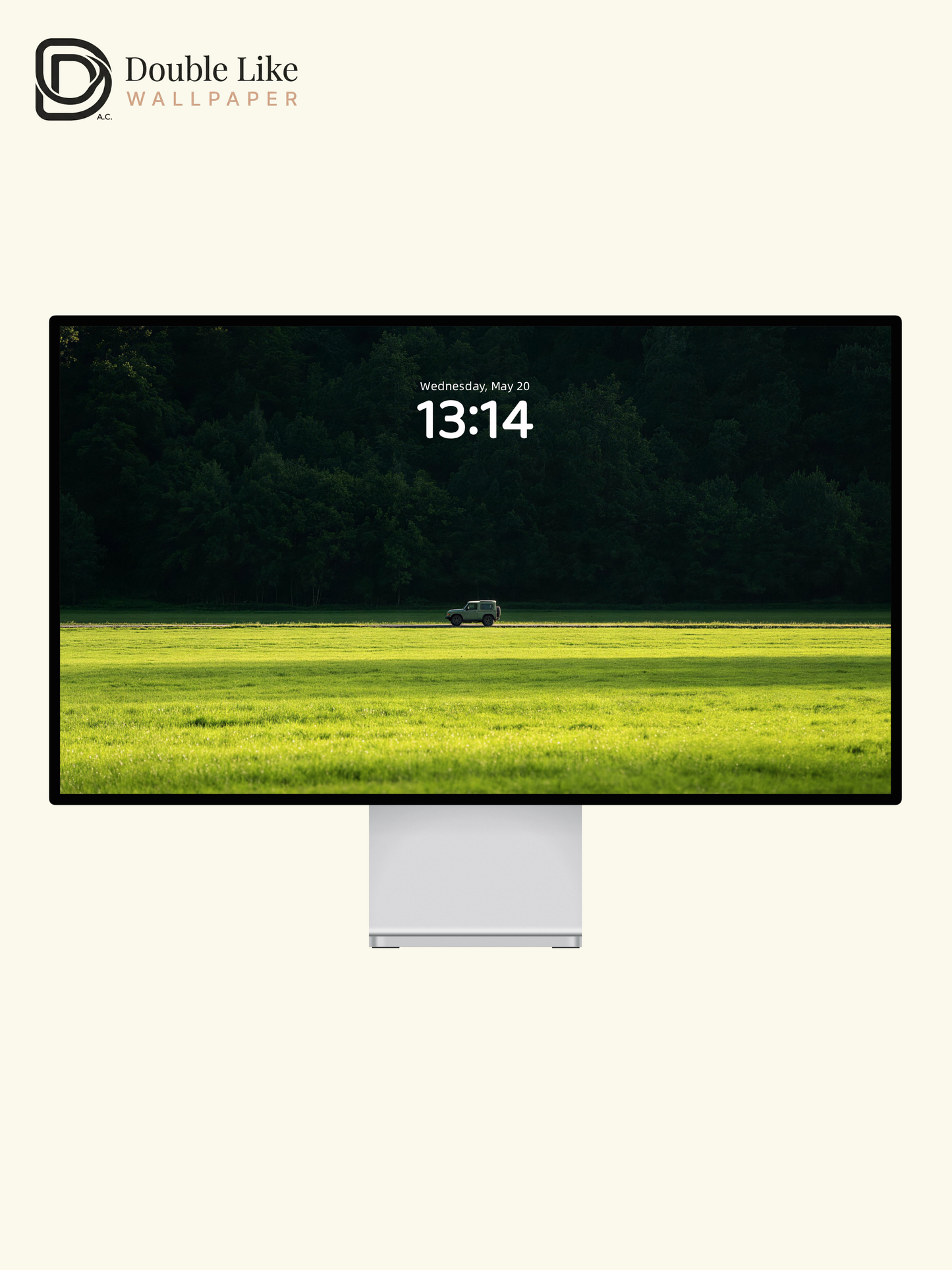 Minimalist Cinematic Green Forest and Grassland Off-Road Vehicle Aesthetic Wallpaper [#LFHL30521]