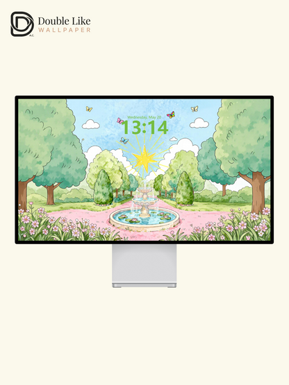 Escape to a fairy garden! This wish star fountain live wallpaper fits all phones [#HWWa005]