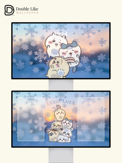 Frosted Window Dream – Kawaii Winter Aesthetic Wallpaper Set [#CKW340]