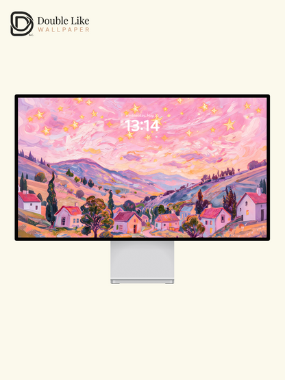 Dreamy Pastel Pink Starry Sky Van Gogh Style Oil Painting Wallpaper Pack [#ZMY483]