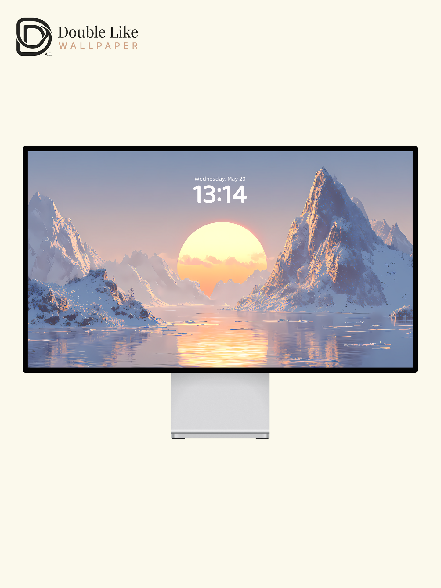 Aesthetic Dreamy Snow Mountain Sunset Landscape Digital Art Wallpaper [#LFHL1026]