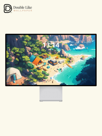 Beach Camping Seaside Adventure Illustration Aesthetic Wallpaper Pack [#WGF022]