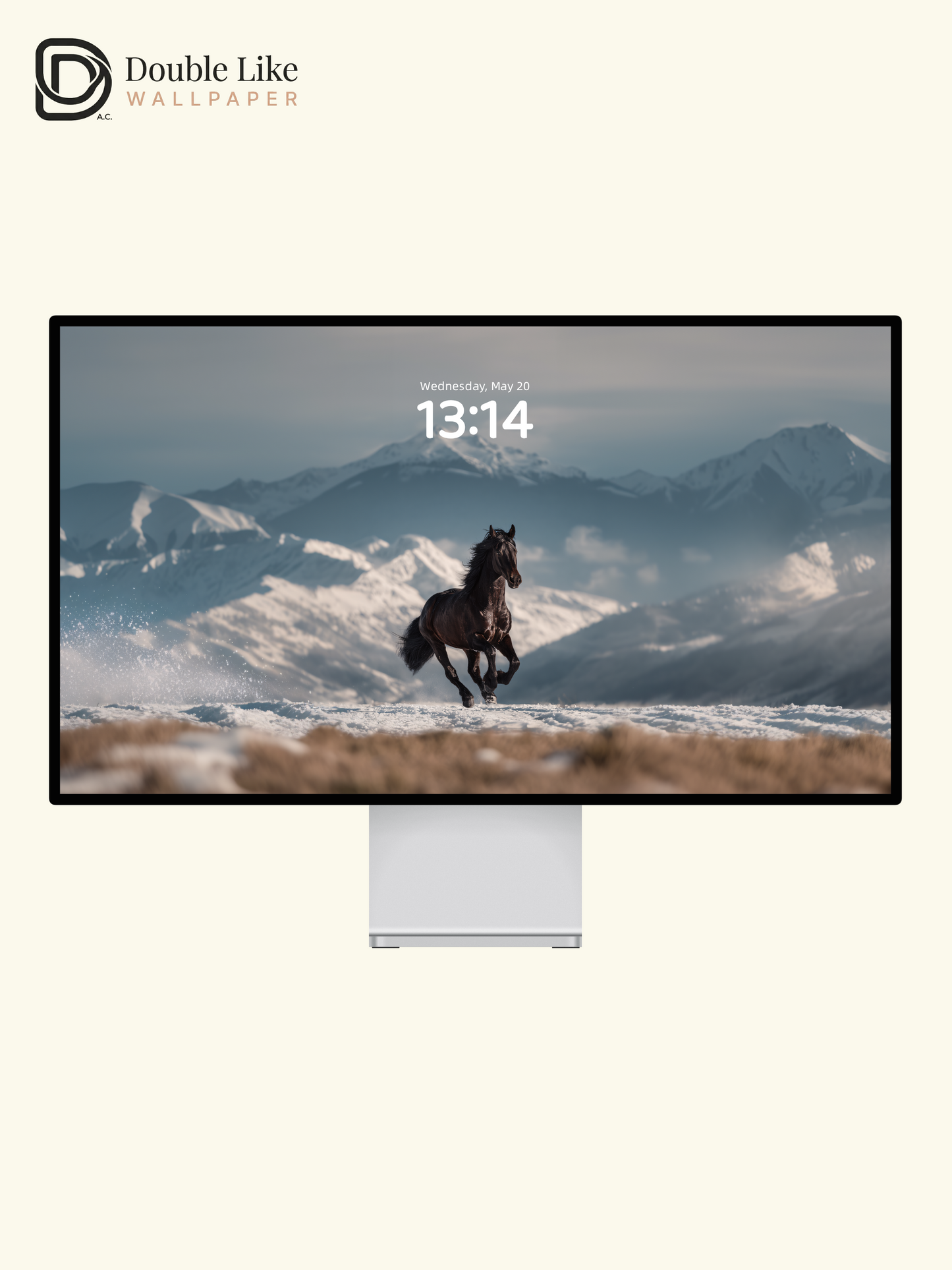 Majestic Wild Horse Running in Snow Mountain Photography Wallpaper Pack [#JJ1205]