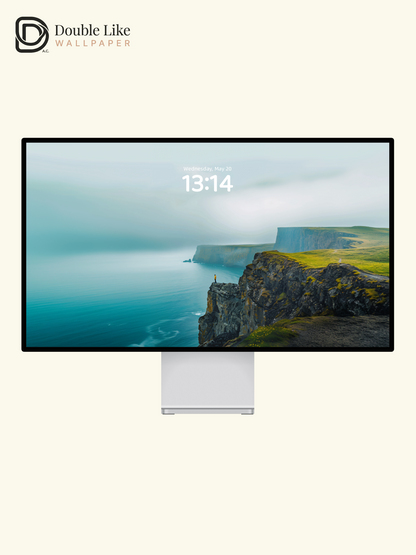 Misty Coastal Cliffs & Solitary Traveler Nature Wallpaper Pack [#JJ1414]