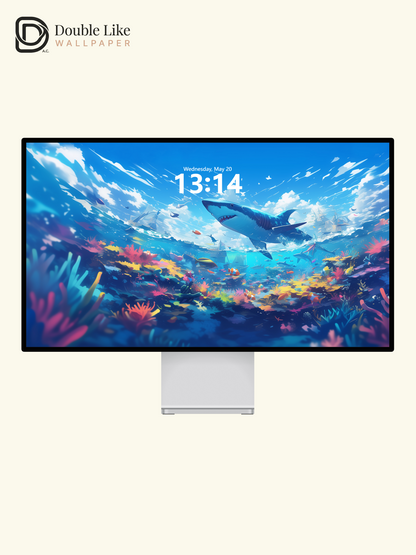 Vibrant Ocean Shark Coral Reef Anime Aesthetic Wallpaper Pack [#WGF032]