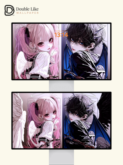 Dark Fantasy Angel & Demon Anime Couple Wallpaper Pack [#HW1525]