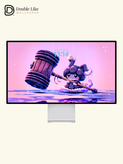 Cute Rainy Bunny Giant Mallet Pastel Pink Aesthetic Wallpaper Pack [#HW1510]
