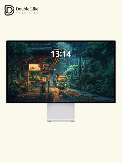 Rainy Forest Train Station Evening Anime Aesthetic Wallpaper Pack [#WGF016]