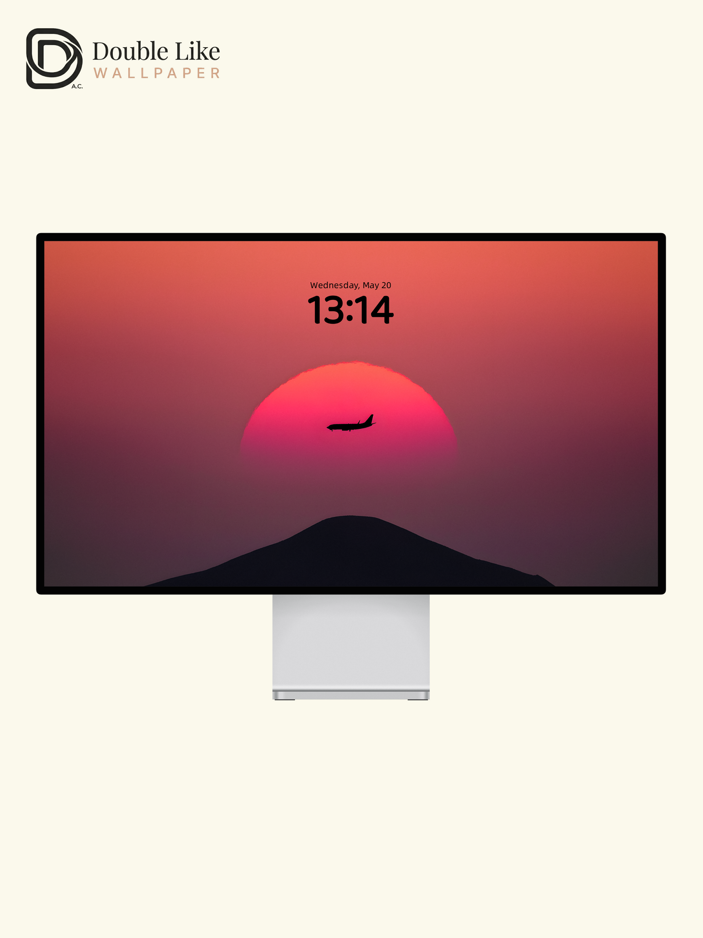 Sunset Airplane Mountain Minimal Vibe Full Wallpaper Set [#ZMY468]