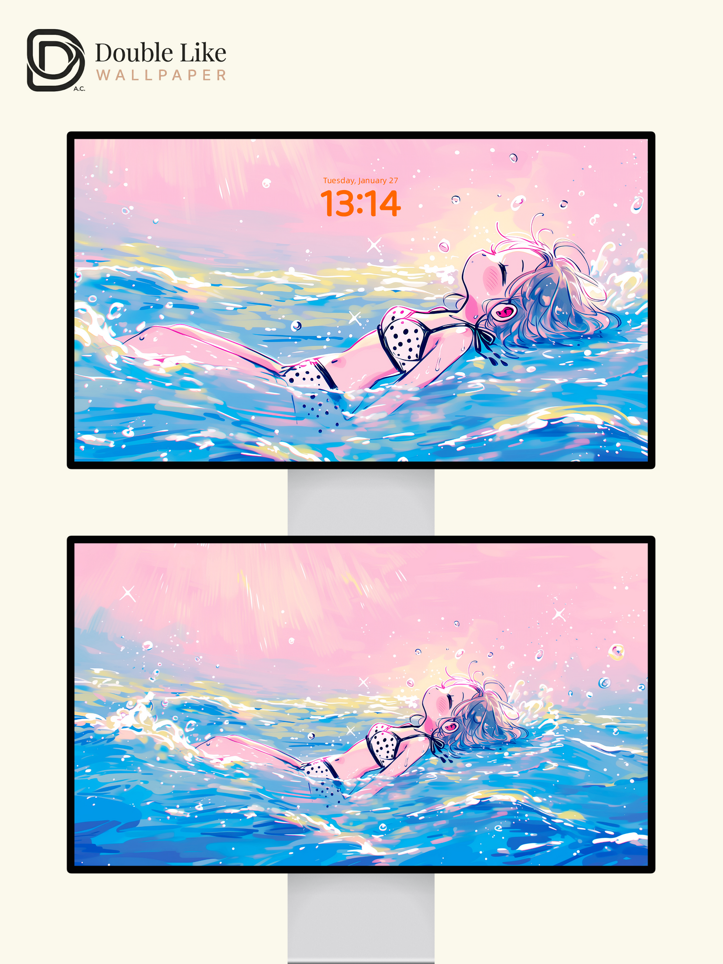 Anime Summer Ocean Sunset Floating Girl Aesthetic Wallpaper Pack [#HW1471]