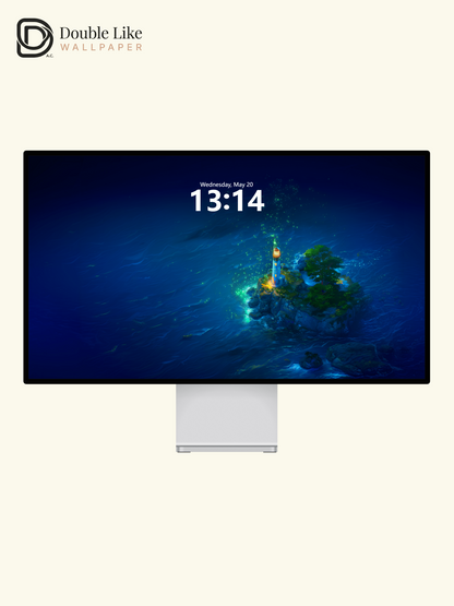 Glowing Lighthouse Ocean Digital Art Dreamy Wallpaper Pack [#WGF038]