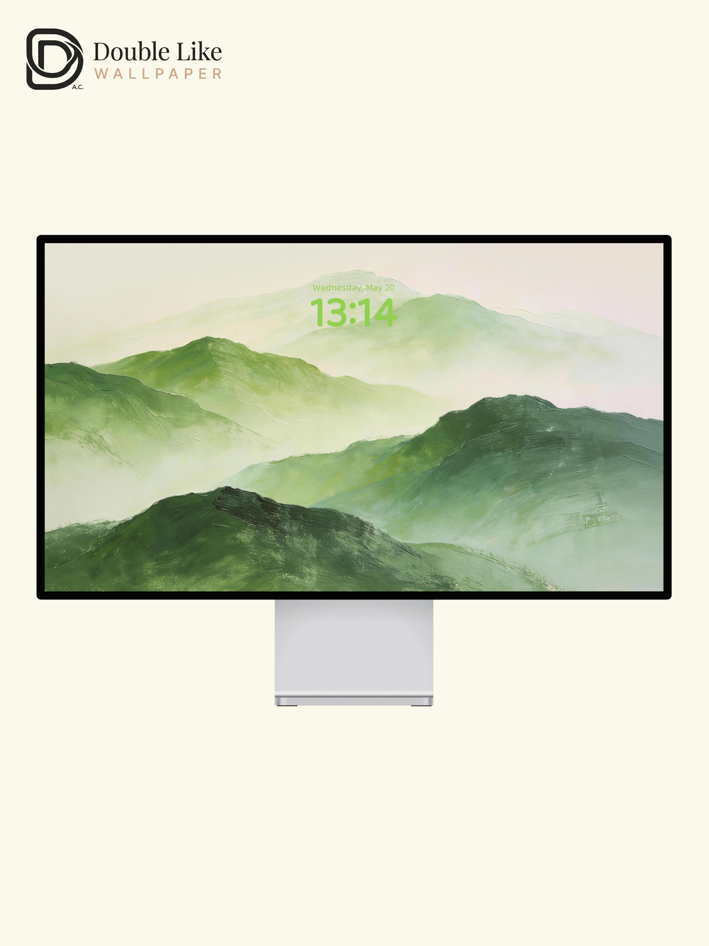 Chinese Style Textured Green Layered Mountain Minimal Calming Aesthetic Landscape Wallpaper Pack [#LFHL30411]