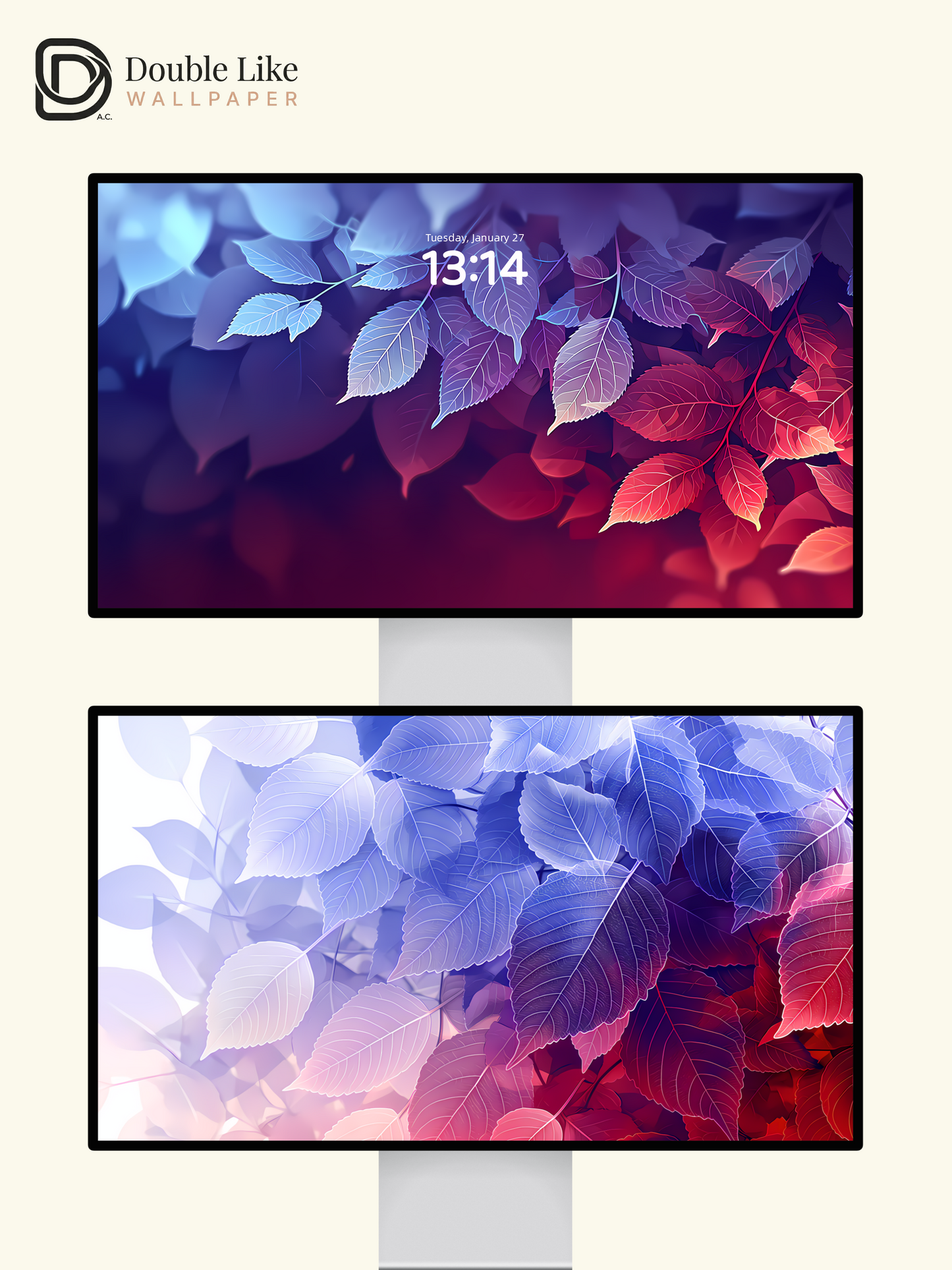 Aesthetic Translucent Gradient Leaves Multi Device Wallpaper Pack [#LFHL1069]