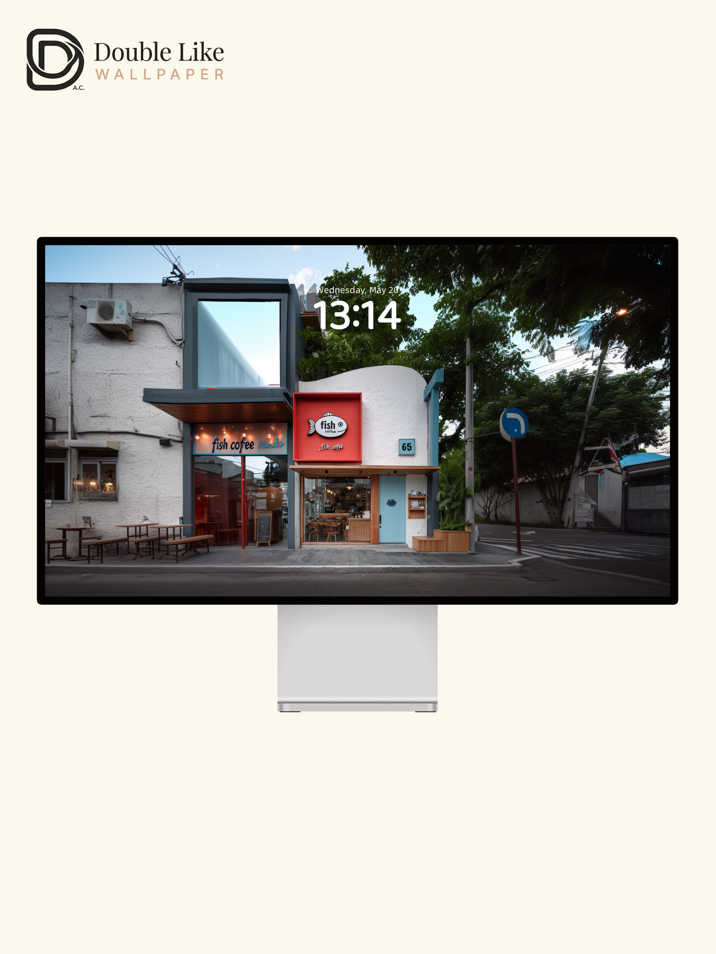 Cozy Corner Fish Coffee Shop Street Aesthetic Wallpaper Pack [#JJ1411]
