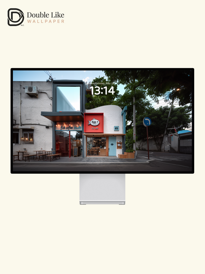 Cozy Corner Fish Coffee Shop Street Aesthetic Wallpaper Pack [#JJ1411]