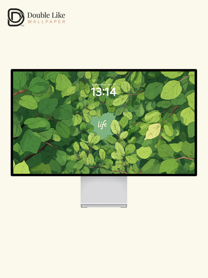 Aesthetic Green Leaves Life Typography Illustration Wallpaper Pack [#JJ1211]