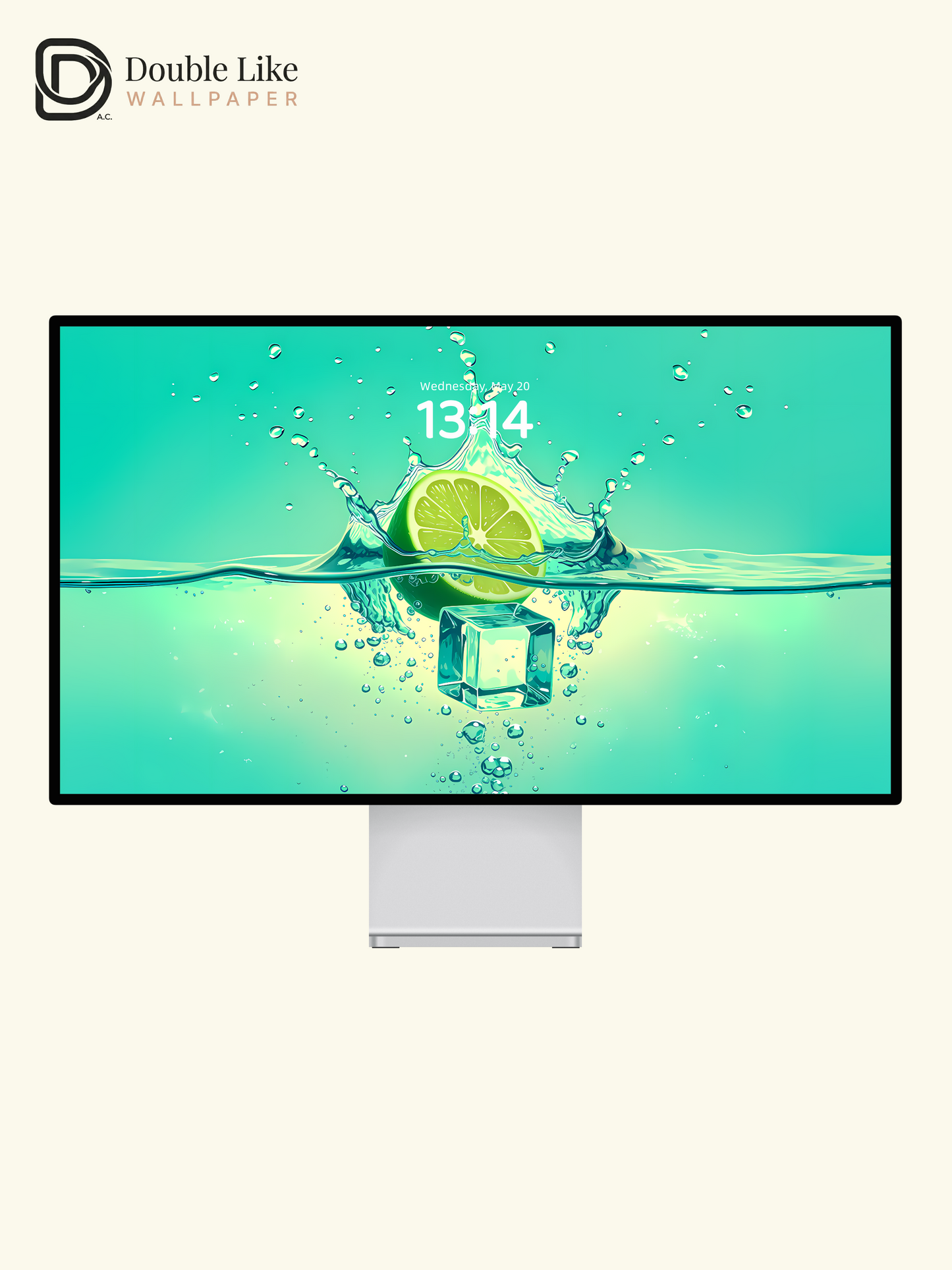 Mint Lime Ice Water Refreshing Minimal Illustration Wallpaper, [#LFHL1010]