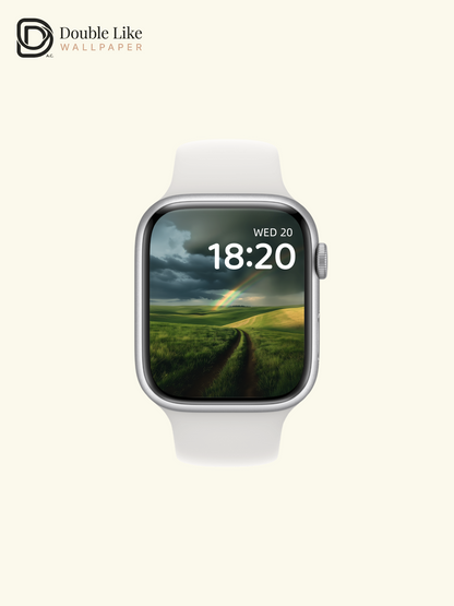 Country Dirt Road Rainbow Green Grassland Wallpaper Pack [#ZJY555]