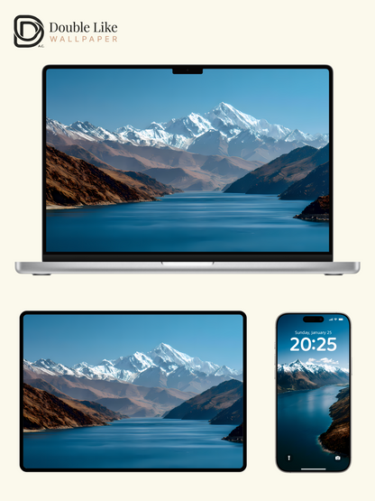 Aesthetic Snow Mountain Lake Nature Landscape Digital Art Wallpaper Pack [#LFHL1024]