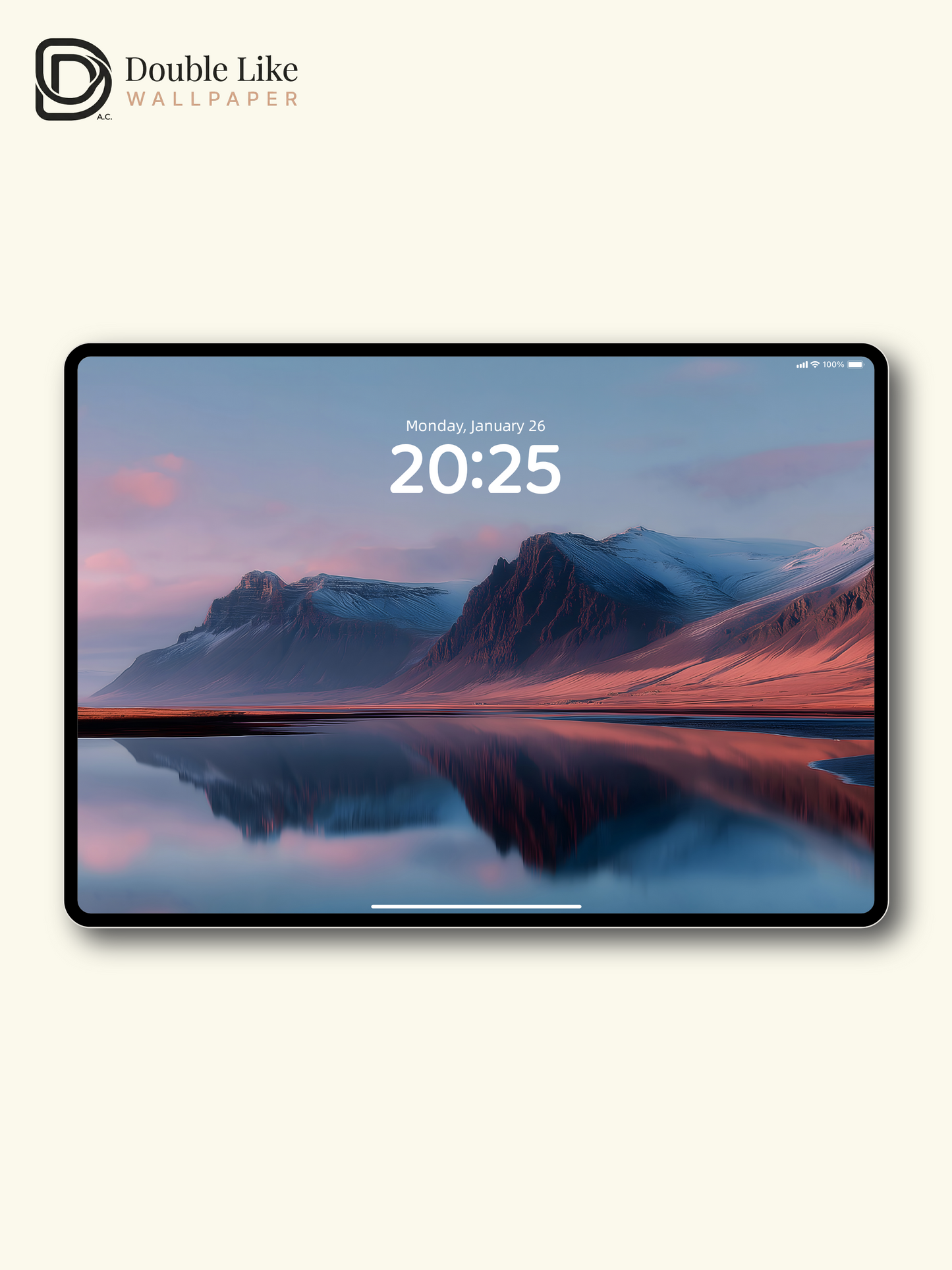 Pink Sky Snow Mountain Lake Reflection Wallpaper [#ZJYX0801]