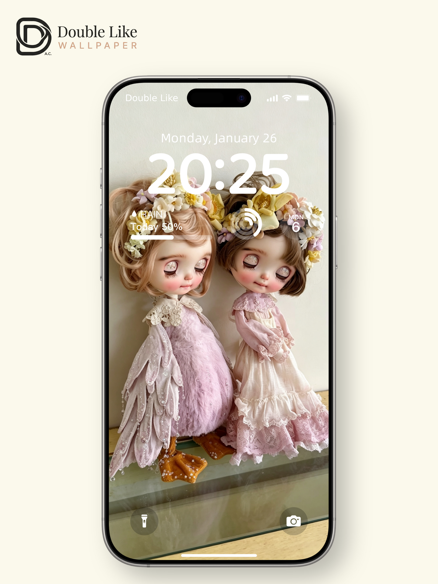 Vintage Floral Twin Blythe Dolls Pastel Dreamy Aesthetic Wallpaper [#HWWs003]