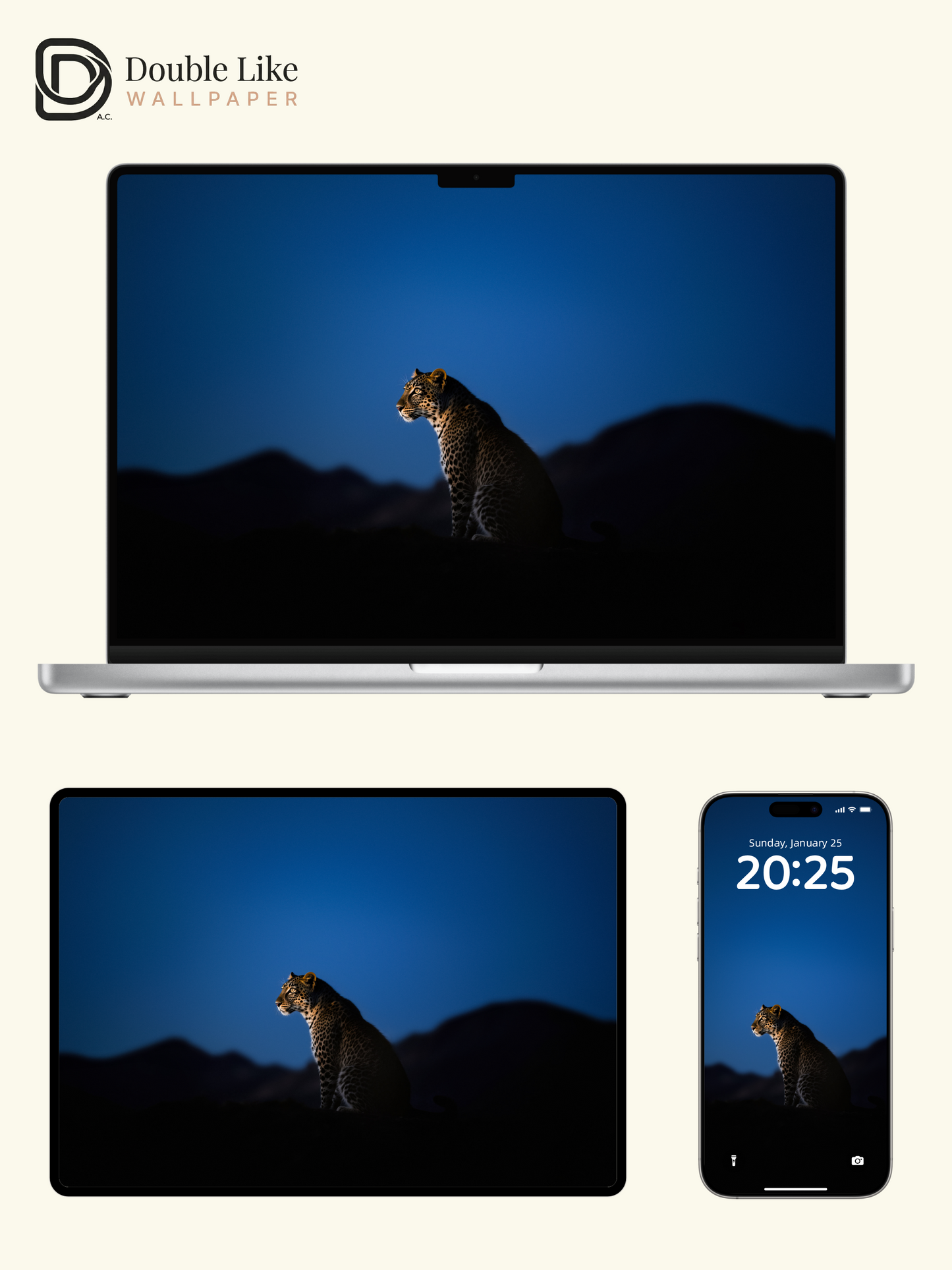 Night Blue Lone Leopard Lonely Inspirational Minimal Wild Aesthetic Wallpaper Pack [#LFHL30412]